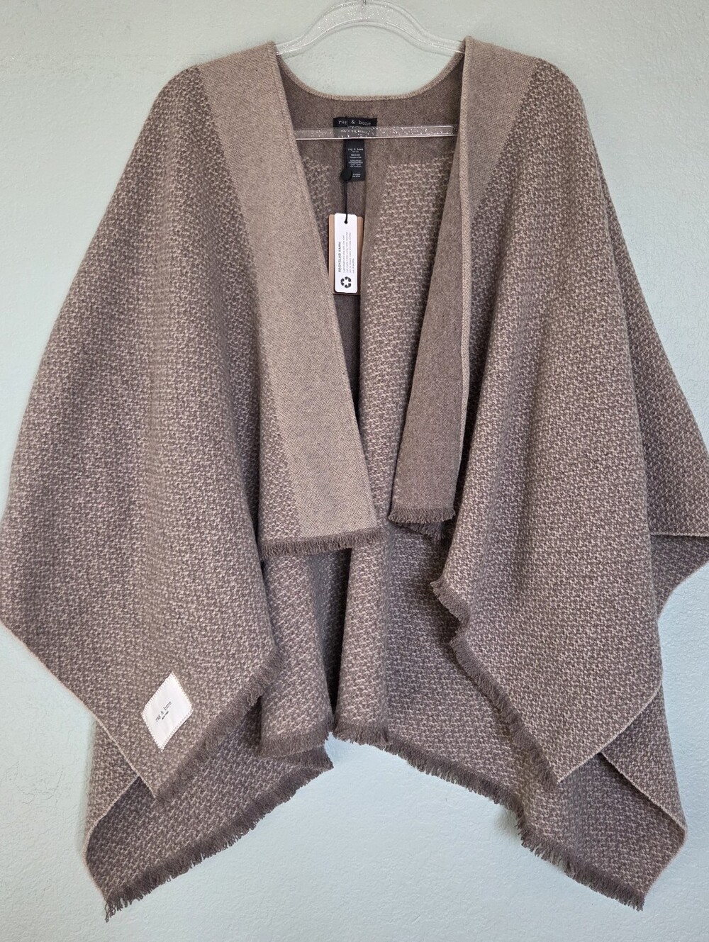 Rag & Bone Walnut Biscuit Joni Tweed Reversible Poncho